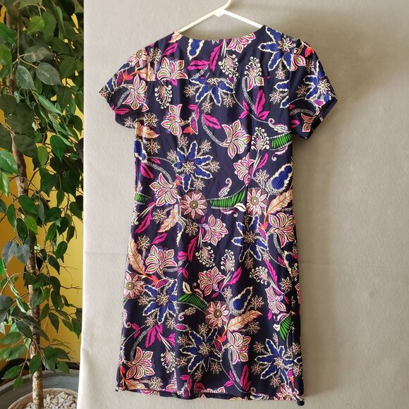Jude Connally XS Floral Dress Womens Nylon Spandex Silky Short Sleeve Multicolor - Picture 6 of 6